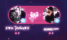 a purple background with two pictures and the name gunelycptn at the bottom