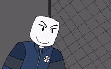a pixel art drawing of a man with a pentagram on his head