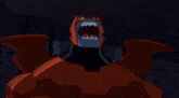 a cartoon character is standing in front of a glowing blue atom