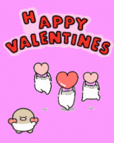 a happy valentine 's day greeting card with hearts on their heads