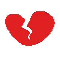 a pixel art drawing of a broken heart
