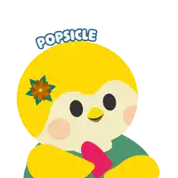 an illustration of a bird eating a popsicle with the word popsicle above it