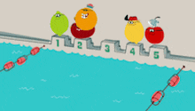 a cartoon drawing of a swimming pool with numbers 1 2 3 4 5