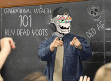 a blackboard with 101 buy dead yoots on it