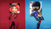 a red and blue background with inshot on the bottom