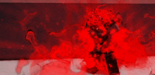 a cartoon character is surrounded by red flames