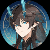 a cartoon character with long hair and horns