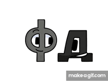 a cartoon drawing of two numbers with their mouths open and the words make a gif.com below it