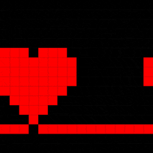 a pixel art of a red heart with a white cross on it .