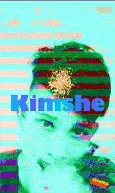 a colorful painting of a man with the word kimshe on it
