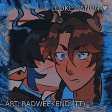 a drawing of a boy with horns and the name leoke canon on the bottom
