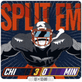 a cartoon of a football player with the words split em