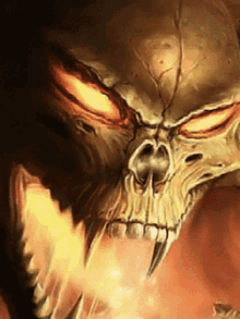 fire skull teeth grim reaper demon