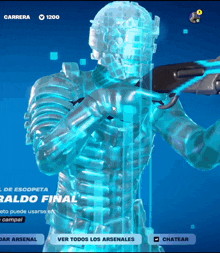 a video game screen shows a skeleton holding a gun and says aldo final
