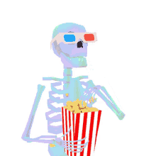 skeleton popcorn movies watching 3d