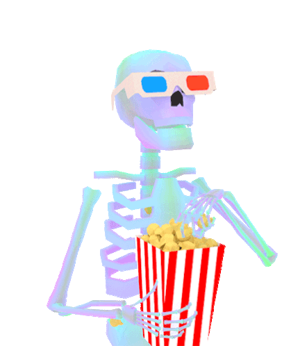 Skeleton Popcorn Sticker - Skeleton Popcorn Movies Stickers