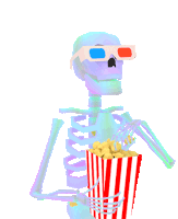 Skeleton Popcorn Sticker - Skeleton Popcorn Movies Stickers
