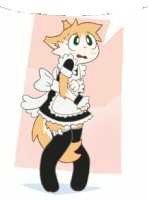 a cartoon drawing of a furry character dressed as a maid