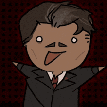 a cartoon of a man in a suit and tie making a funny face