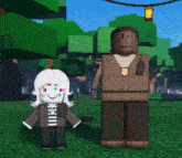 a girl and a man are standing next to each other in a video game .