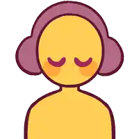 a cartoon drawing of a person with headphones on their head