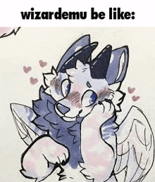 a drawing of a cat with wings and horns is being liked by wizarddemu .