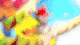 a blurred image of a clown with a red star on his hat