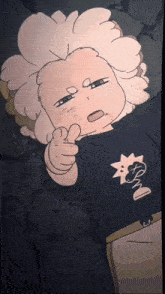 a cartoon character with a t-shirt that says ' snm ' on it