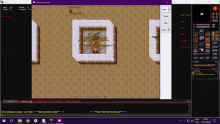 a computer screen shows a game being played with a purple x in the upper right corner