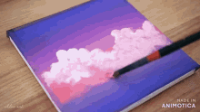 a painting of clouds on a canvas made in animatica
