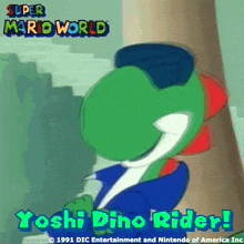 a super mario world yoshi dino rider poster