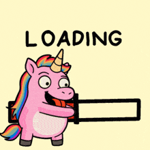 a cartoon of a unicorn with a loading bar