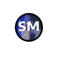 a logo for a company called sm with a picture of a person in a circle