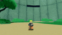 a video game character named naruto is standing in front of a wall