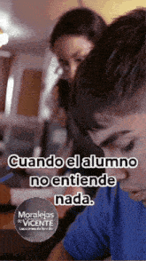 a picture of a boy with the words cuando el alumno no entiende nada