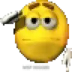 a pixel art of a smiley face with a gun in its hand .