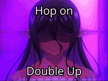 a purple background with the words hop on double up