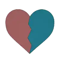 two halves of a broken heart are separated by a crack