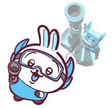 a cartoon of a bunny wearing goggles and a gun