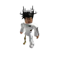 a roblox character with antlers and a white halo on his head