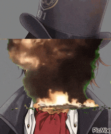 a picture of a man in a top hat with smoke coming out of his mouth and the caption picmix