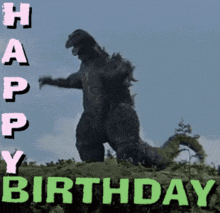 a picture of a monster with the words happy birthday on it