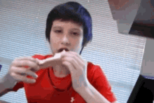 Lunch Time With Luke Eating Peanut Butter Sandwich GIF - Lunch Time With Luke Eating Peanut Butter Sandwich Waving GIFs
