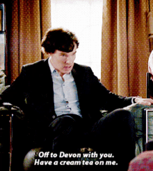 bye sherlock benedict cumberbatch off to devon with you have a cream tea on me