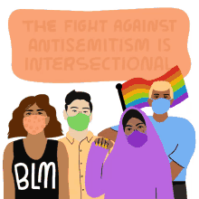 the fight against anti semitism is intersectional anti semitism fists pride flag