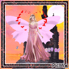 A Fairy In Pink Hearts GIF - A Fairy In Pink Hearts Butterflies GIFs