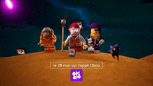 a group of lego figures are standing on top of a sandy hill with the date 28 may on the bottom