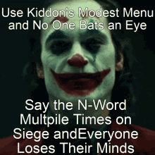 a picture of a clown with the caption " use kiddon 's modes menu and no one bats an eye "