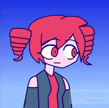 a cartoon drawing of a girl with red hair that says thatonego