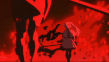 a woman in a cape is standing in a dark room